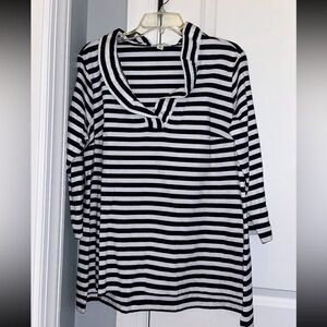 Crown & Ivy Navy and White Striped Tunic